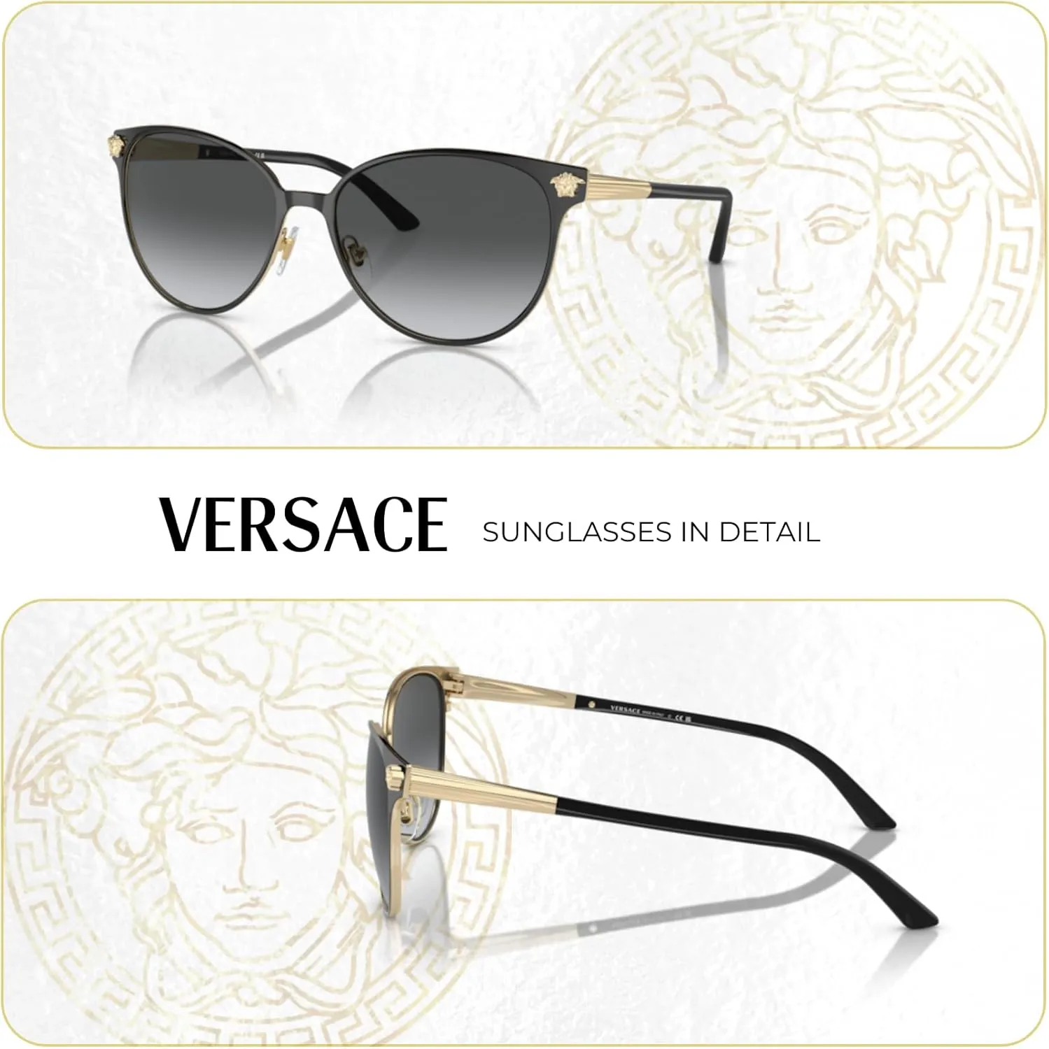 Versace VE2168 Round Sunglasses for Women   BUNDLE With Designer iWear Eyewear Kit