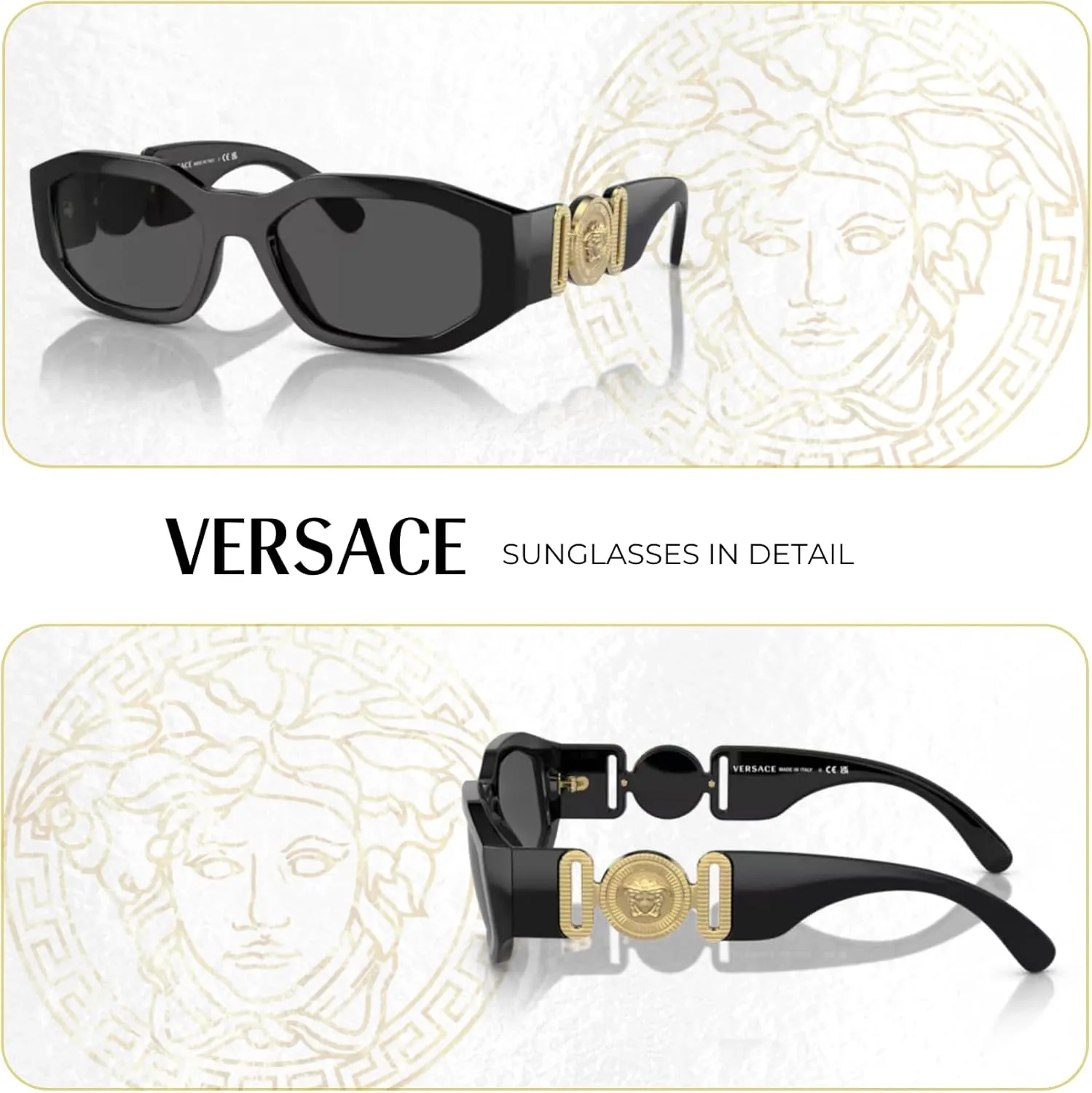Versace VE4361 Rectangular Sunglasses For Men For Women   BUNDLE with Designer iWear Eyewear Kit