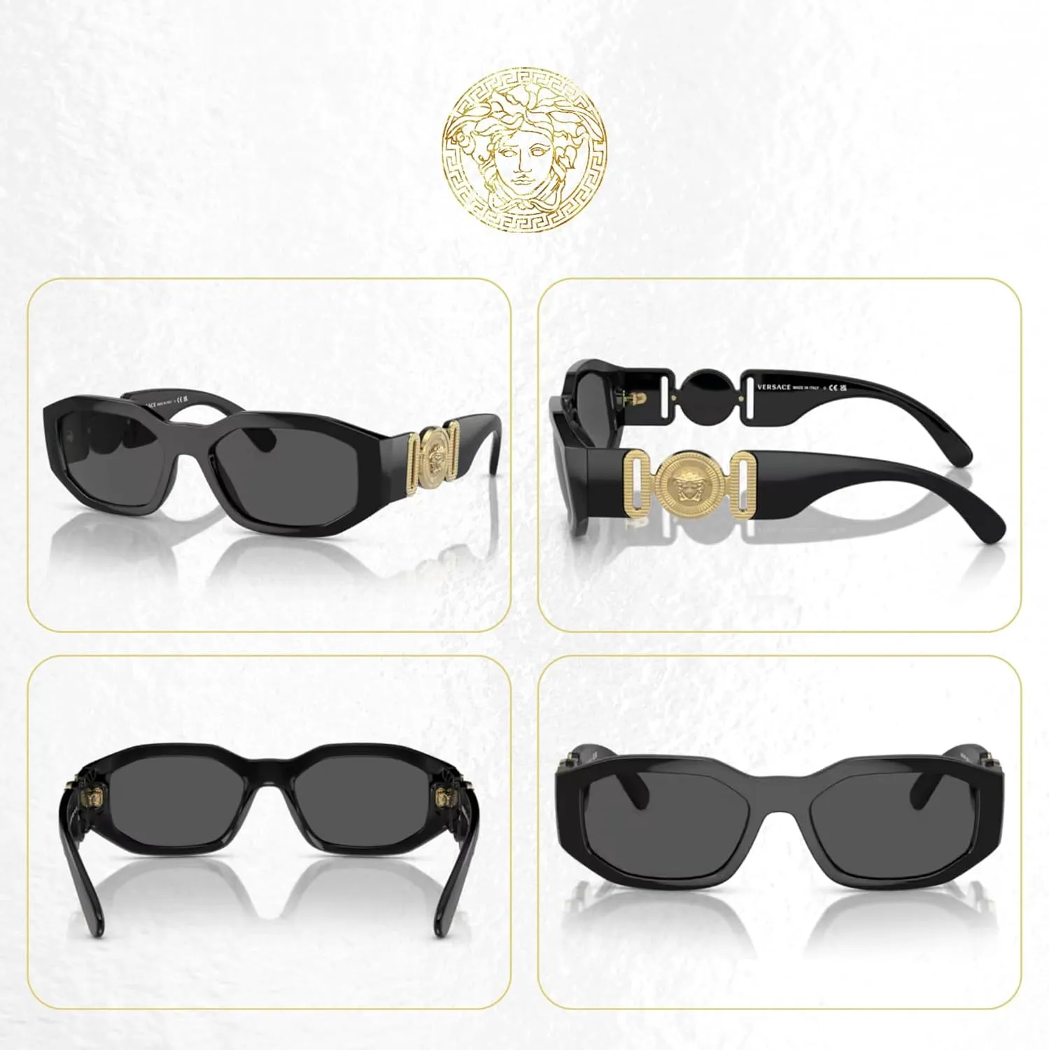 Versace VE4361 Rectangular Sunglasses For Men For Women   BUNDLE with Designer iWear Eyewear Kit