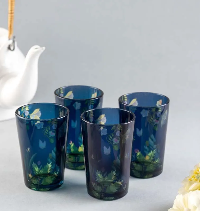 Vibrant Bliss Blue Chai Glass - Set of Four - Set Of Four