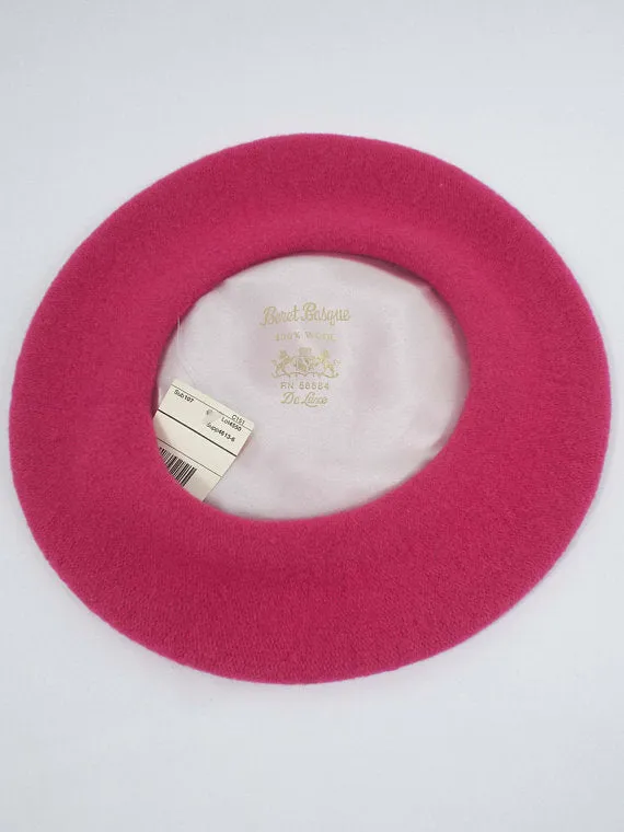 Vintage 80s Magenta Wool Beret