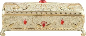 Vintage Carved Jewelry Box, Colorfast Alloy with Soft Velvet Lining, Elegant Trinket Storage for Dressing Table, Shelf Decor, Ideal Special Events Box