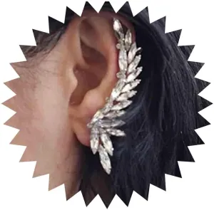 Vintage Crystal Cuff Earrings Silver Rhinestone Crawler Climber Earrings Cz Paved Cuff Wrap Earrings Boho Crystal Clip on Earrings Jewelry for Women