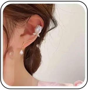 Vintage Crystal Flower Ear Climber Earrings Rhinestone Flower Crawler Earrings Boho Flower Earrings Cluster Crystal Stud Earrings for Women