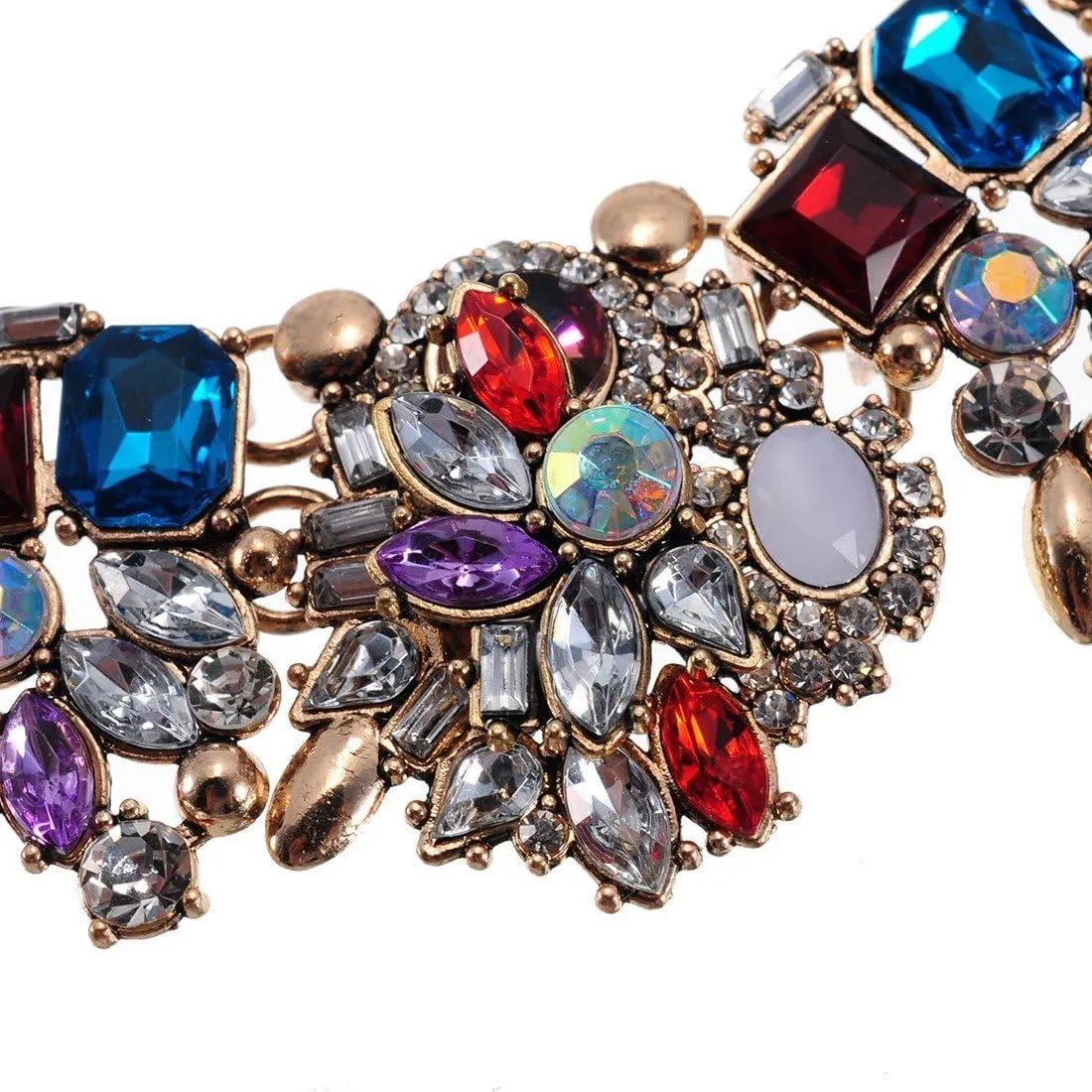 Vintage Crystal Rhinestone Statement Choker Bib Statement Necklace Earring Fashion Costume Jewelry Set for Women