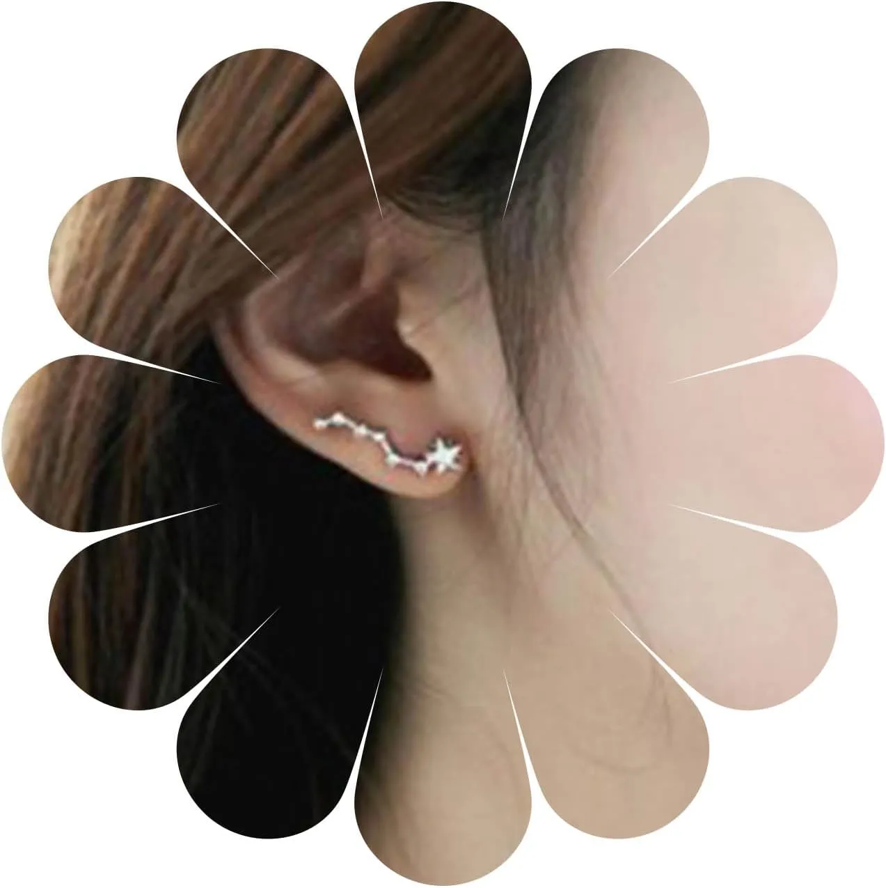 Vintage Crystal Star Earrings Rhinestone Star Ear Climber Earrings Cz Star Ear Crawler Earrings Gold Sparkly Crystal Star Earrings Jewelry for Women