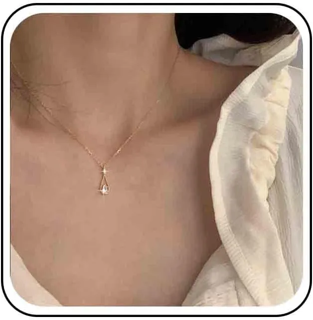 Vintage Crystal Teardrop Pendant Necklace Crystal Teardrop Necklace Cz Waterdrop Choker Necklace Sparkly Rhinestone Choker Necklace Jewelry for Women