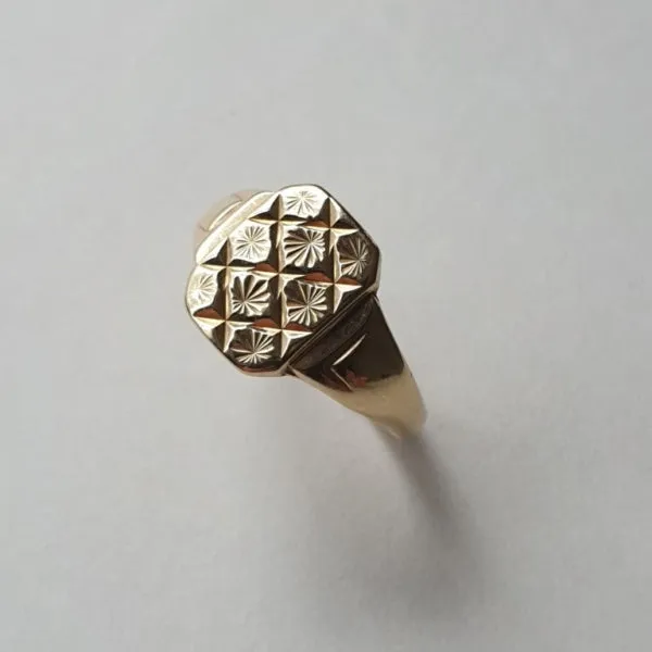 Vintage Cushion Shaped 14k Gold Vermeil Minimalist Signet Rings