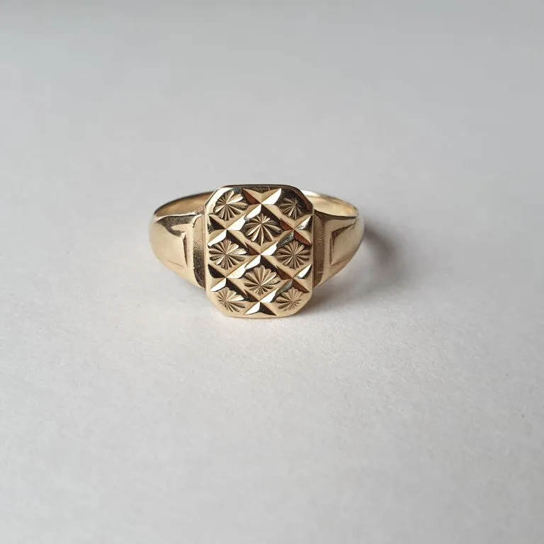 Vintage Cushion Shaped 14k Gold Vermeil Minimalist Signet Rings