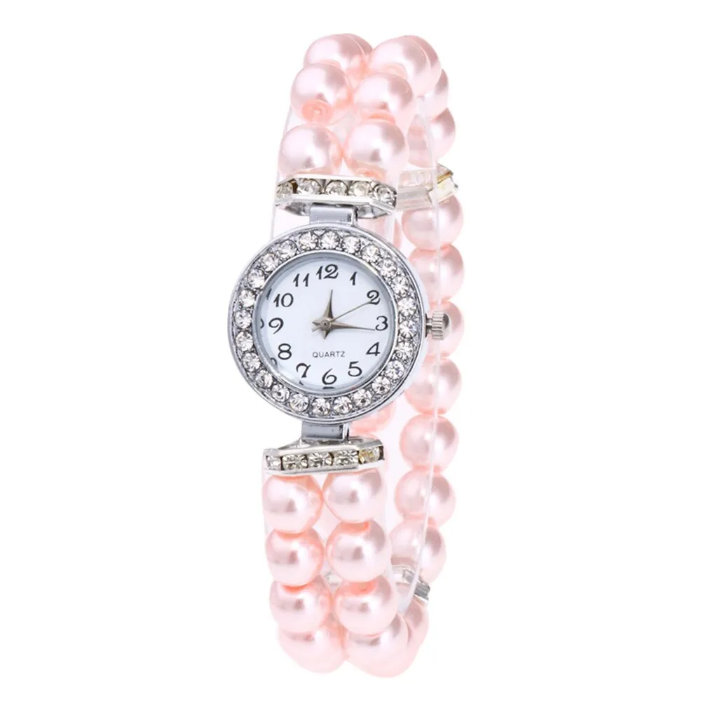 Vintage Era Pearl and Crystal Halo Stretch Elastic Watch for Woman Any Occasion Wedding Accessories
