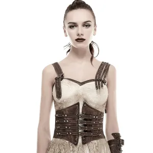 Vintage Female Corset Belt with Buckles and Rivets