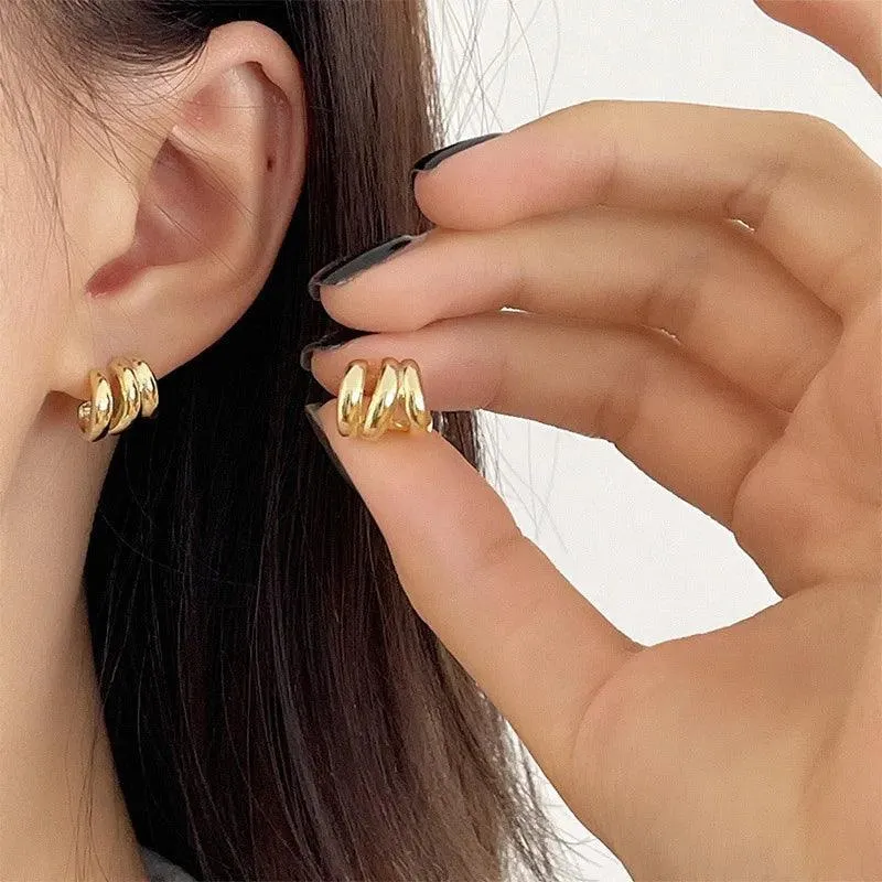 Vintage Geometric Hoop Earrings: Timeless Korean Style Jewelry Collection