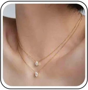 Vintage Gold Layered Crystal Choker Necklace Double Layering Teardrop Necklace Teardrop Crystal Collar Necklace Cubic Rhinestone Pendant Necklace Jewelry for Women