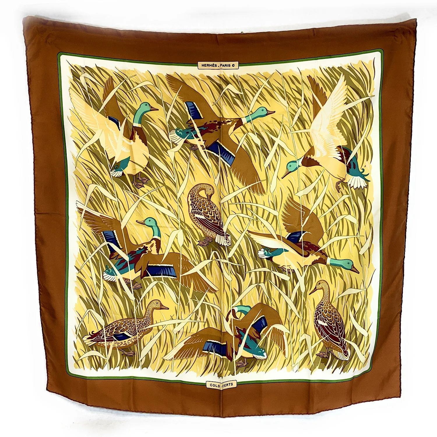 Vintage Hermès "Cols Verts" Silk Twill Scarf