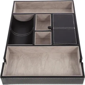 Vintage Jewelry Box, Leather Watch Jewelry Case Multi Grid Jewelry Storing Organizer Dresser PU Trinket Storage Box for Wallet, Phone, Keys