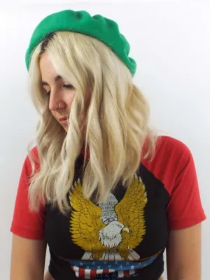 Vintage Kelly Green Wool Kangol Beret