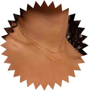 Vintage Layered Chain Necklace Gold Twist Chain Choker Necklace Minimalist Chain Necklace Double Layer Italian Chain Necklace Chain Jewelry for Women and Girls
