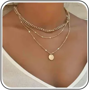 Vintage Layered Coin Disc Pendant Necklace Gold Coin Choker Necklace Punk Curb Chain Choker Necklace Layering Coin Necklace for Women
