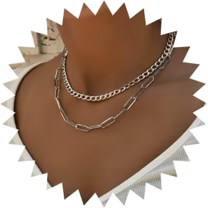 Vintage Layered Cuban Chain Necklace Gold Chunky Curb Chain Necklace Punk Paperclip Chain Necklace 90s Hip Hop Necklace Chain Jewelry for Women