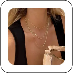 Vintage Layered Paperclip Chain Choker Necklace Gold Chunky Curb Chain Necklace Punk Round Snake Chain Necklace 90s Hip Hop Necklace Chain Jewelry for Women