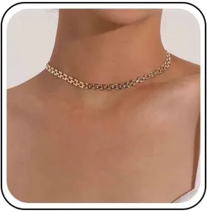 Vintage Layered Square Chain Choker Necklace Gold Chunky Link Chain Necklace Punk Wide Chain Necklace Geometry Chain Necklace Chain for Women