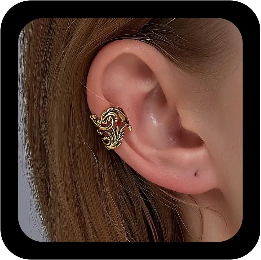 Vintage Leaf Ear Cuff Earrings Tribal Gold Climber Retro Cartilage Jewelry for Women