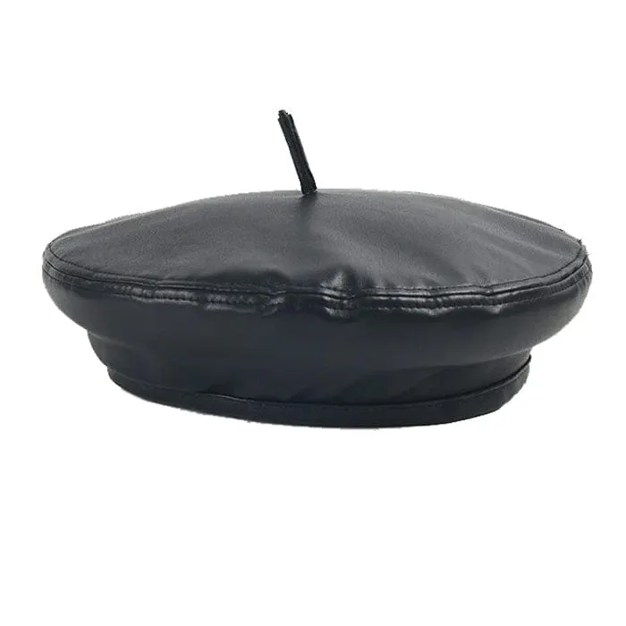 Vintage Leather Beret Hat