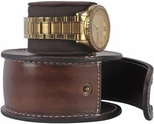 vintage leather watch case - luxury portable wristwatch storage box for smart watches, jewelry, and pocket watch box