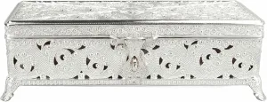 Vintage Metal Jewelry Box, Protection Alloy Material, Large Capacity Rectangular Trinket Box, Soft Velvet Lining Protects Jewelry from Dust, Exquisite Vintage Patterns, (Gold) Box