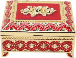 Vintage Metal Rose Embossed Jewelry Box, European Style Quadrate Storage Case, Zinc Alloy Material with Velvet Lining, Ideal for Home Decor and Gifts Box