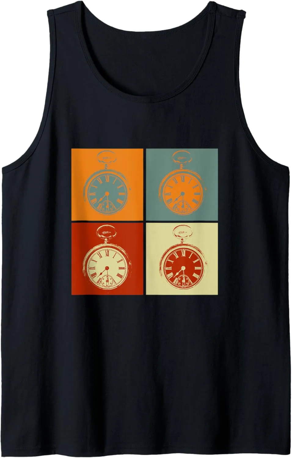 Vintage Pocket Watch Retro Clock 70s Lovers Tank Top