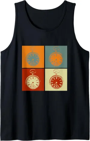 Vintage Pocket Watch Retro Clock 70s Lovers Tank Top