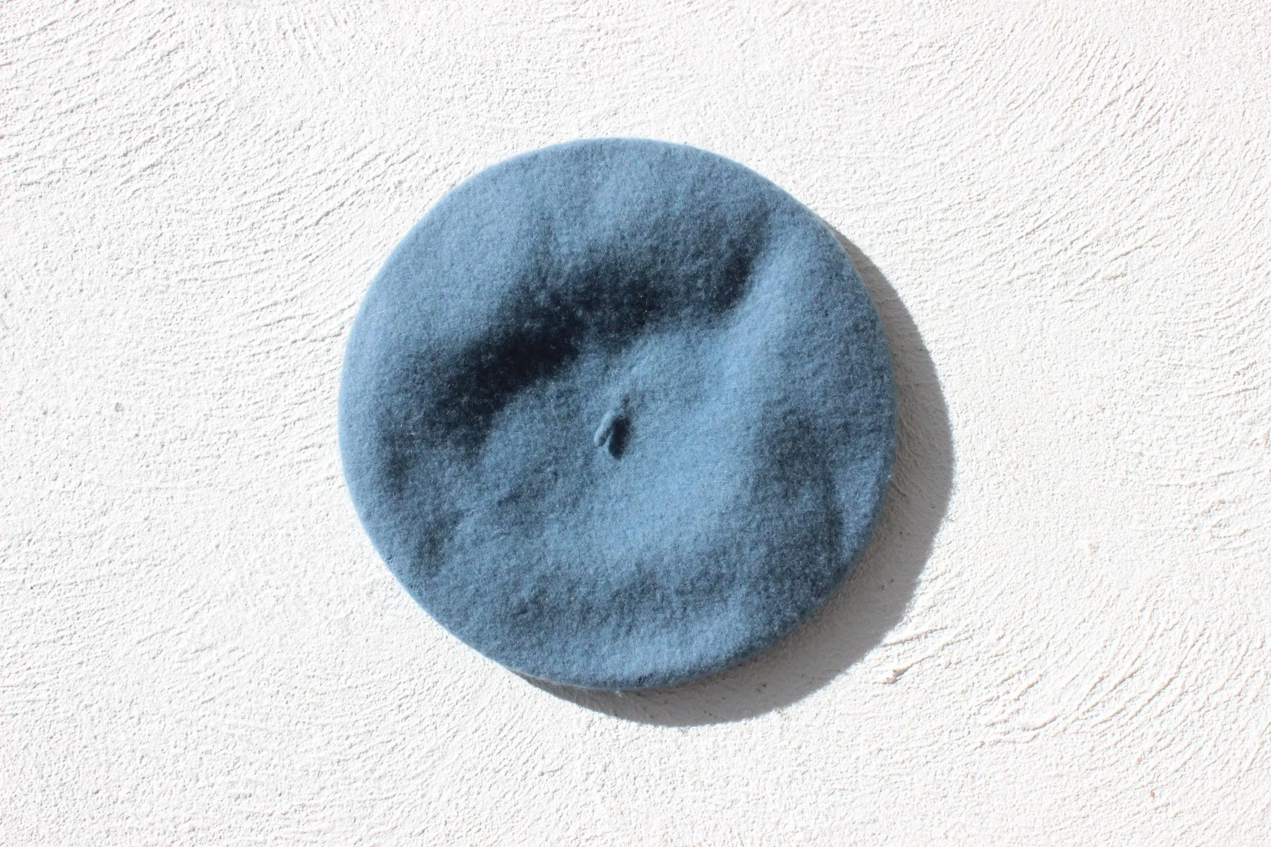Vintage Pure Wool Beret in Denim Blue