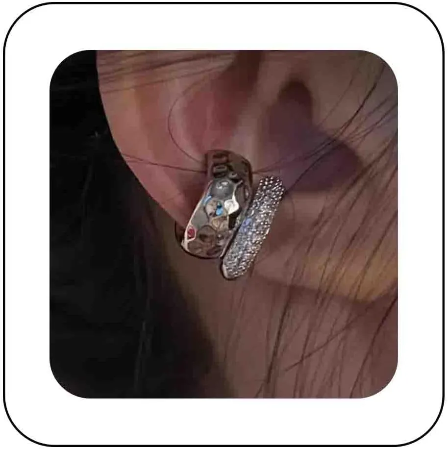 Vintage Rhinestone Ear Cuff Earrings Crystal Hoop Cuff Earrings Cz Circle Ear Climber Earrings Crystal Ear Cartilage Cuff Earrings Set Jewelry for Women