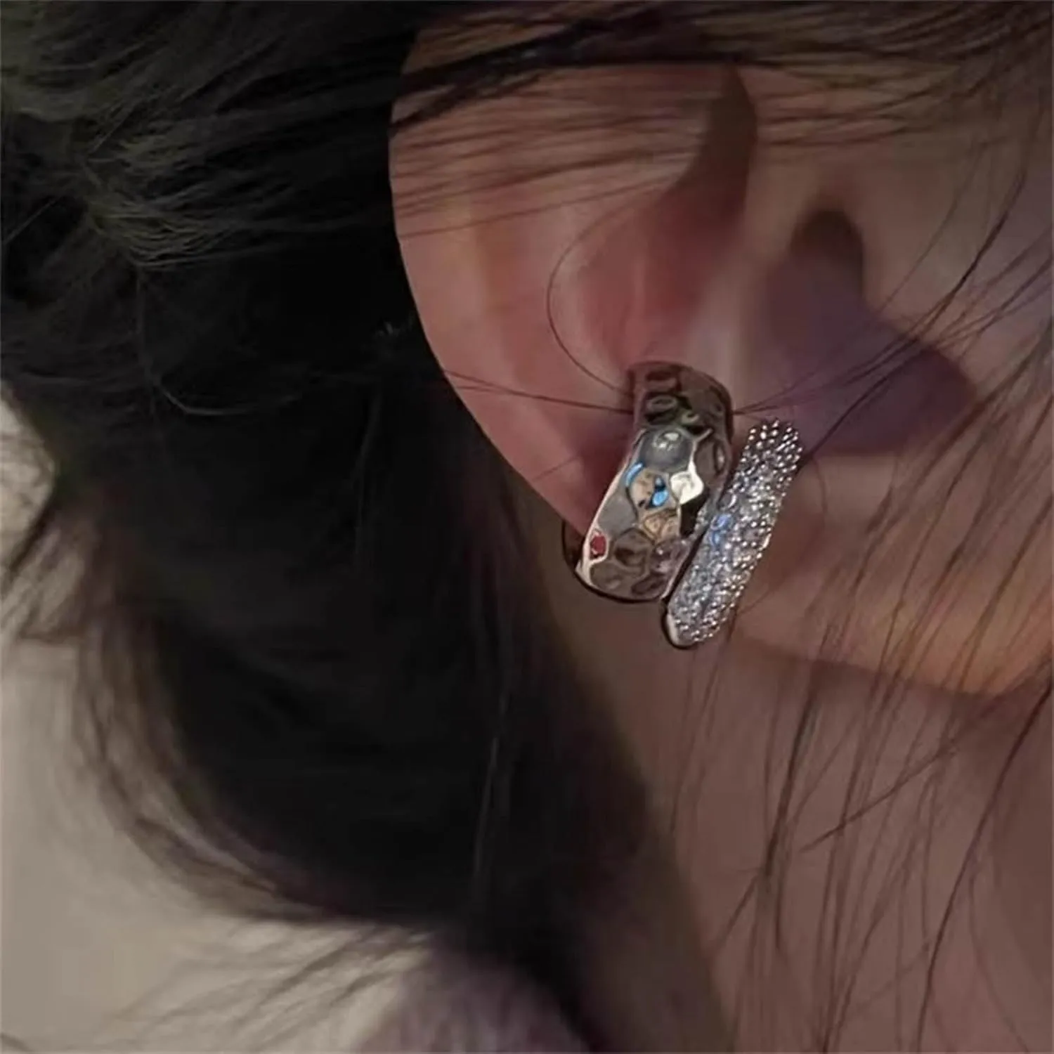 Vintage Rhinestone Ear Cuff Earrings Crystal Hoop Cuff Earrings Cz Circle Ear Climber Earrings Crystal Ear Cartilage Cuff Earrings Set Jewelry for Women