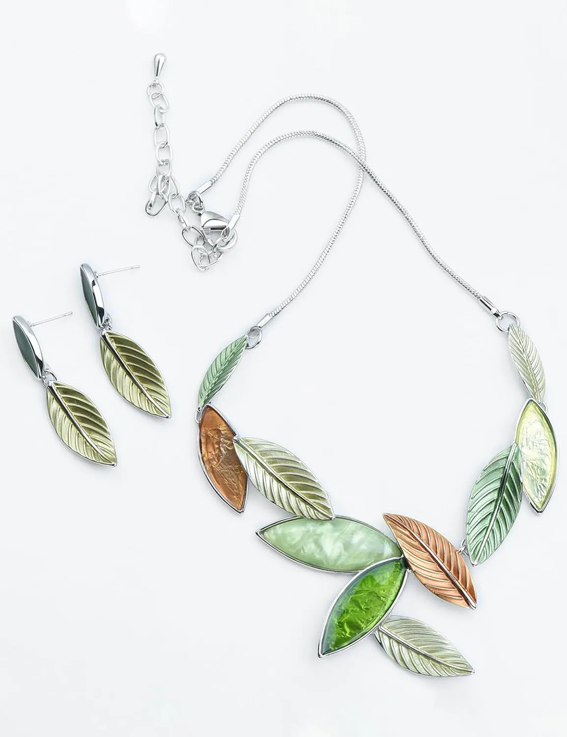 Vintage Statement Jewelry Set Leaf Floral Bohemian Boho Statement Necklace Earring Set Crystal Fashion Costume Jewelry