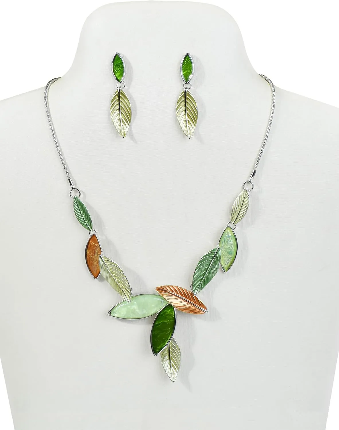 Vintage Statement Jewelry Set Leaf Floral Bohemian Boho Statement Necklace Earring Set Crystal Fashion Costume Jewelry