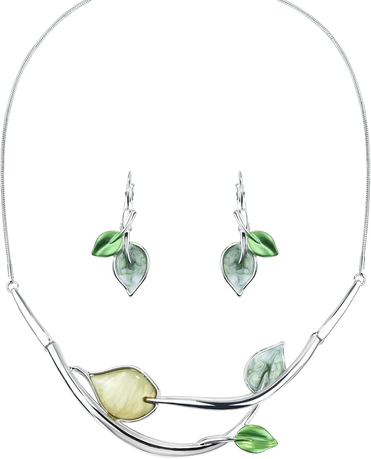 Vintage Statement Jewelry Set Leaf Floral Bohemian Boho Statement Necklace Earring Set Crystal Fashion Costume Jewelry