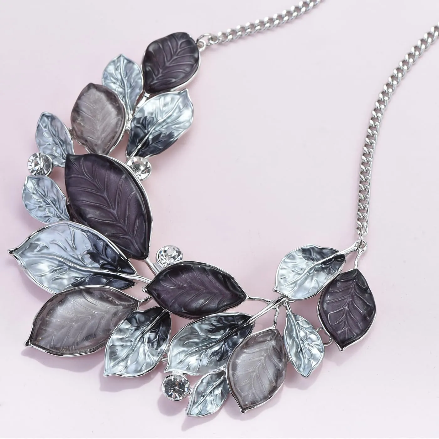Vintage Statement Jewelry Set Leaf Floral Bohemian Boho Statement Necklace Earring Set Crystal Fashion Costume Jewelry