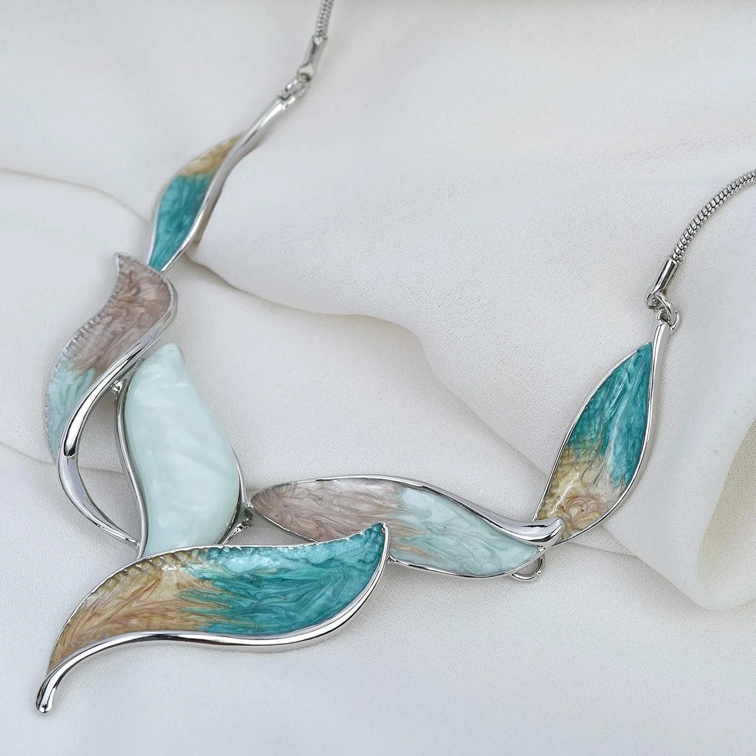 Vintage Statement Jewelry Set Leaf Floral Bohemian Boho Statement Necklace Earring Set Crystal Fashion Costume Jewelry