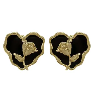 Vintage Style Rose Heart Earrings