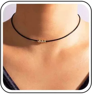 Vintage Suede Choker Necklace Gothic Leather Necklace Black Velvet Choker Necklace Gold Beaded Chain Necklace Retro Velvet Necklace Jewelry for Women