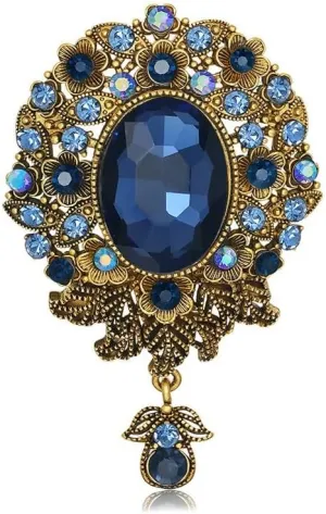 Vintage Teardrop Diamond Brooch Pin Elegant Retro Crystal Elegant Flower Badge Brooches Laple Pins Scarf Clip Boutonniere Corsage for Clothes Dress Hats Bags Accessory for Women Men