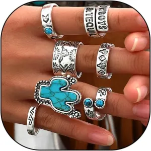 Vintage Turquoise Knuckle Rings Set for Women Western Stackable Joint Finger Nail Rings Boho Silver Cactus Rings Pack Stuff Jewelry Gifts