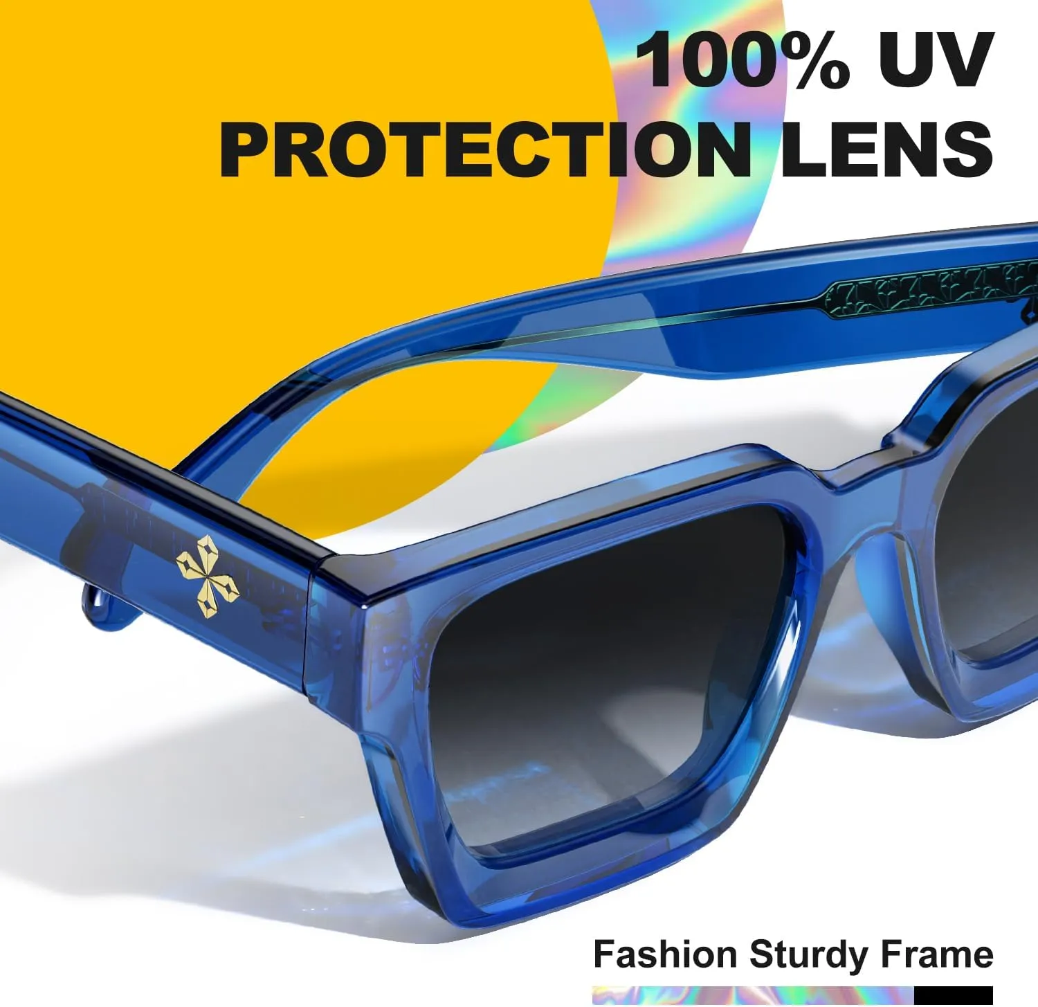 VISOONE Fashion 100% UV400 Protection Rectangle TR90 Y2K Sunglasses Accessories for Women Men RIVER