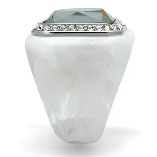 VL111 - High polished (no plating) Stainless Steel Ring with Synthetic