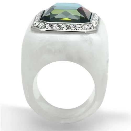 VL111 - High polished (no plating) Stainless Steel Ring with Synthetic