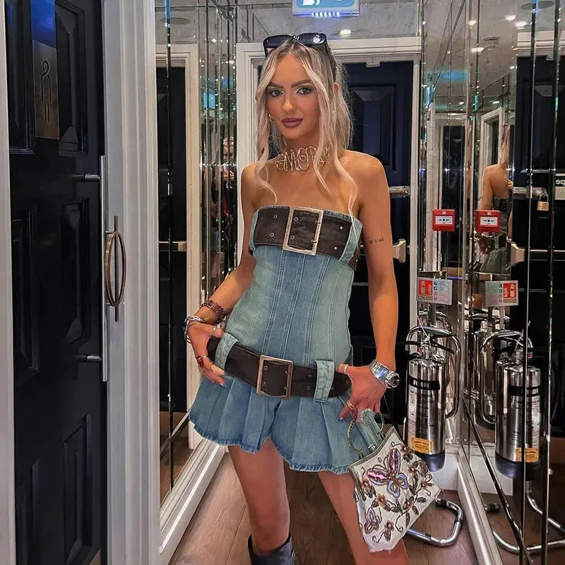 Vvsha Frady Denim Belt Dress