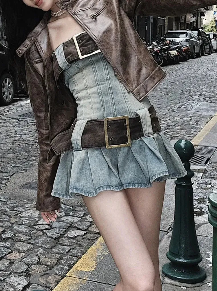 Vvsha Frady Denim Belt Dress
