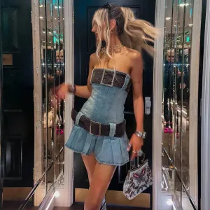 Vvsha Frady Denim Belt Dress